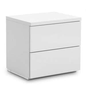 Maeva Bedside Cabinet In White High Gloss With 2 Drawers - UK