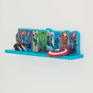 Marvel Avengers Wooden Childrens Wall Shelf In Blue - UK