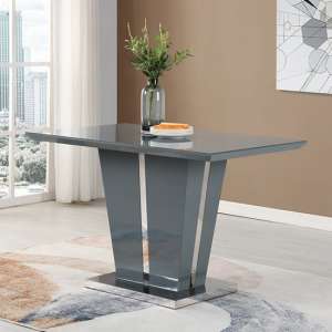 Memphis Small High Gloss Dining Table In Grey With Glass Top - UK
