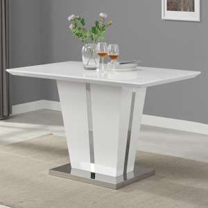 Memphis Small High Gloss Dining Table In White With Glass Top - UK