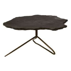 Menkent Black Stone Top Coffee Table With Antique Brass Legs - UK