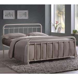 Miami Victorian Style Metal Small Double Bed In Ivory - UK