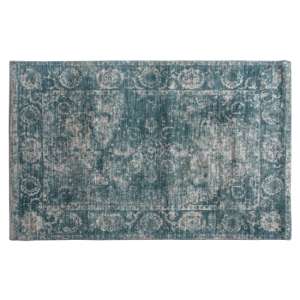 Minot Rectangular Large Fabric Rug In Natural And Teal - UK