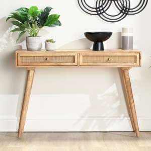 Mixco Wooden Console Table With 2 Drawers In Natural - UK