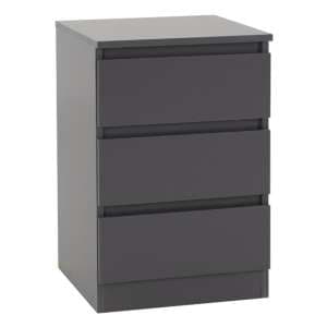 Mcgowan Wooden Bedside Cabinet In Grey With 3 Drawers - UK