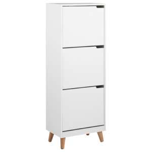 Mulvane Wooden Shoe Storage Cabinet With 3 Flap Doors In White - UK