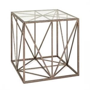 Nicole Glass End Table In Clear With Antique Bronze Frame - UK