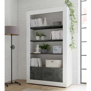 Nitro 2 Doors 3 Shelves Bookcase In White Gloss And Oxide - UK