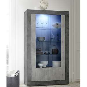 Nitro 2 Doors LED Display Cabinet In Oxide And Cement Effect - UK