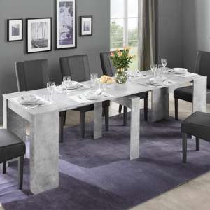 Nitro Large Extending Wooden Dining Table In Cement Effect - UK