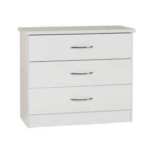 Noir Chest Of Drawers In White High Gloss With 3 Drawers - UK