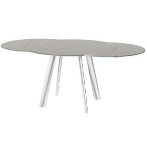 Osterley Swivel Extending Taupe Glass Dining Table - UK