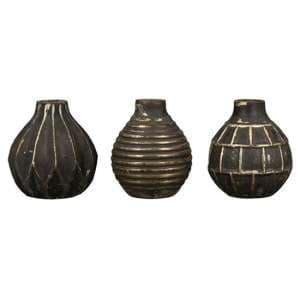 Orient Glass Set Of 3 Large Vases In Antique Brown And Gold - UK