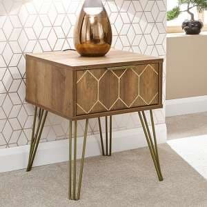 Ormskirk Lamp Table In Mango Wood Effect With 1 Drawer - UK