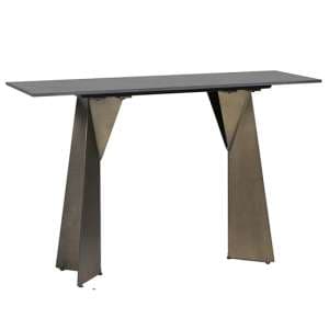 Orth Rectangular Stone Console Table With Gold Metal Base - UK