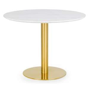 Pahana Round Wooden Dining Table In White Marble Effect - UK