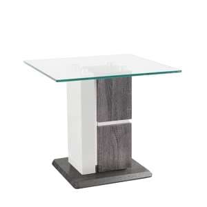 Panama Glass End Table With Dark Grey Wooden Base - UK