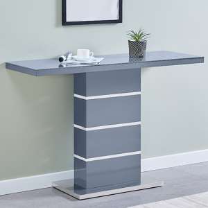 Parini High Gloss Console Table In Grey With Glass Top - UK