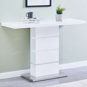 Parini Rectangular High Gloss Console Table In White - UK