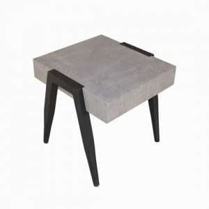 Paxton Wooden End Table In Light Concrete With Metal Legs - UK