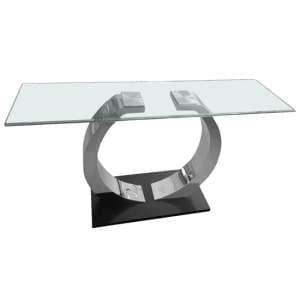 Payne Clear Glass Console Table With Stainless Steel Base - UK
