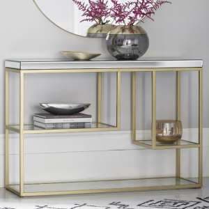 Petard Mirrored Console Table With Champagne Metal Frame - UK