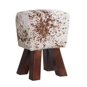 Phaet Faux Leather Cowhide Stool In Natural - UK