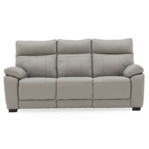 Posit Leather 3 Seater Sofa In Light Grey - UK