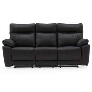 Posit Recliner Leather 3 Seater Sofa In Black - UK