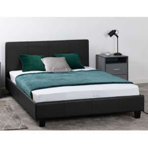 Prenon Faux Leather Small Double Bed In Black - UK