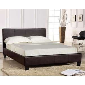 Prenon Faux Leather Small Double Bed In Brown - UK