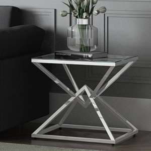 Penrith Glass Side Table With Polished Stainless Steel Base - UK