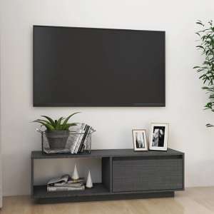 Quana Pinewood TV Stand With 1 Door 1 Shelf In Grey - UK