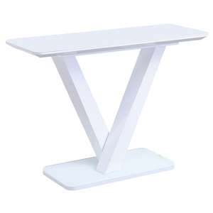 Raffle Glass Console Table With Steel Base In White High Gloss - UK
