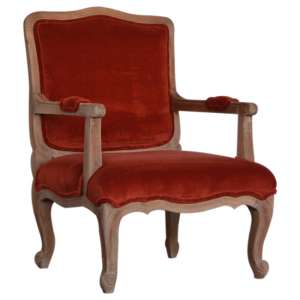 Rarer Velvet French Style Accent Chair In Rust And Sunbleach - UK