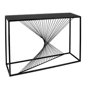 Ray Black Glass Top Console Table With Metal Frame - UK