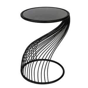 Ray Black Glass Top Side Table With Metal Frame - UK