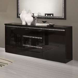 Regal High Gloss Sideboard With In Black And Cromo Decor - UK