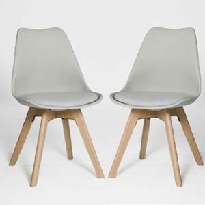 Regis Set Of 4 Dining Chairs In Grey With Wooden Legs - UK