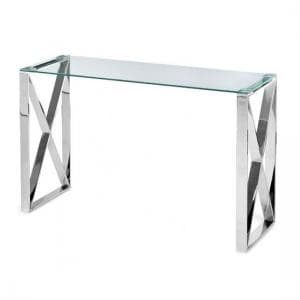 Margate Glass Console Table With Polished Stainless Steel Frame - UK