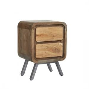 Reverso Wooden Lamp Table In Reclaimed Wood And Iron - UK