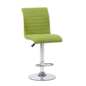Ripple Faux Leather Bar Stool In Lime Green With Chrome Base - UK