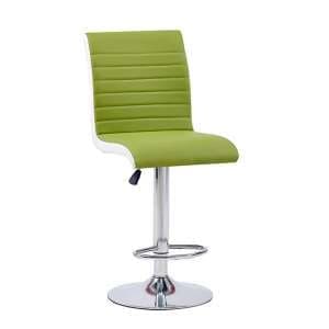 Ritz Faux Leather Bar Stool In Green And White With Chrome Base - UK