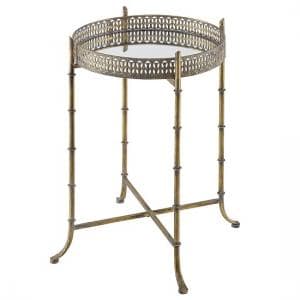 Rivera Mirrored Large Side Table Round In Gold Metal - UK