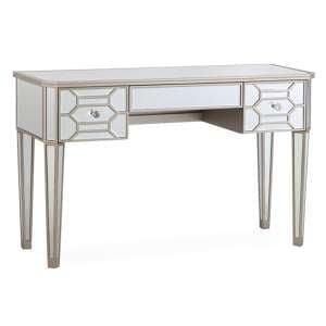 Rose Mirrored Dressing Table With 3 Drawers In Silver - UK