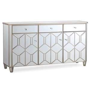 Rose Mirrored Sideboard With 3 Doors And 3 Drawers In Silver - UK