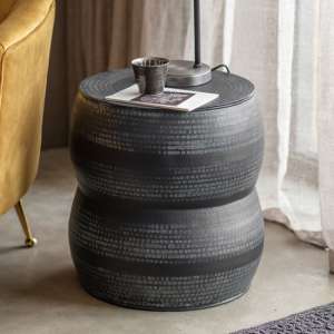 Roseville Round Metal Side Table In Antique Charcoal - UK