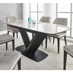 Riva Extending Ceramic Dining Table In Light Grey - UK