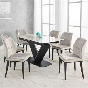 Riva Extending Ceramic Dining Table With 6 Romano Grey Chairs - UK