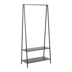 Salvo Wooden Clothes Rack With 2 Shelves In Ash Black - UK